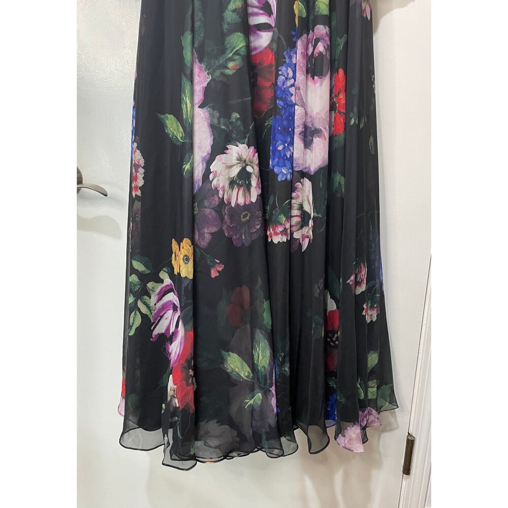 Mac Duggal Long Sleeve Floral Chiffon Gown Black Print 67872 Sz 2 NWT Romantic - Picture 9 of 16
